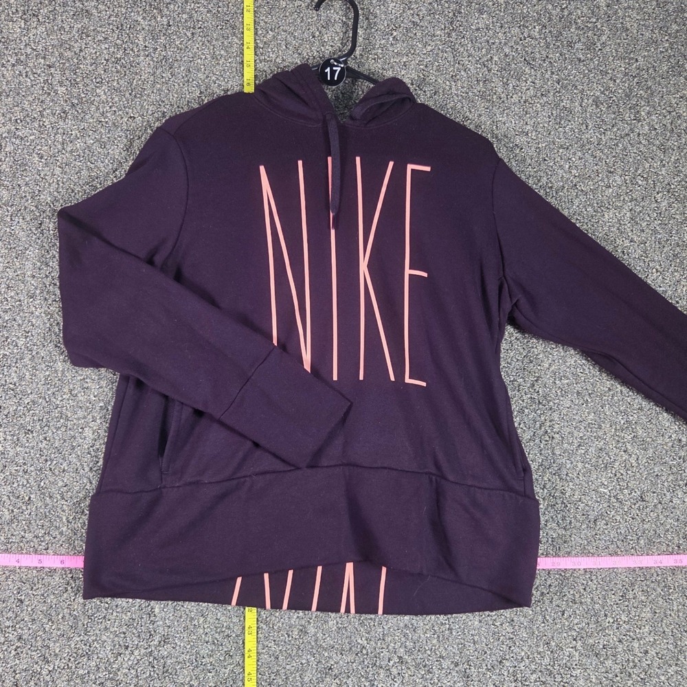 Nike Hoodie Women Large Purple Dri-FIT Graphic Logo Pullover Sweatshirt